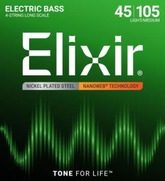 Elixir 14077 Nanoweb E-Bass Strings, 45-105
